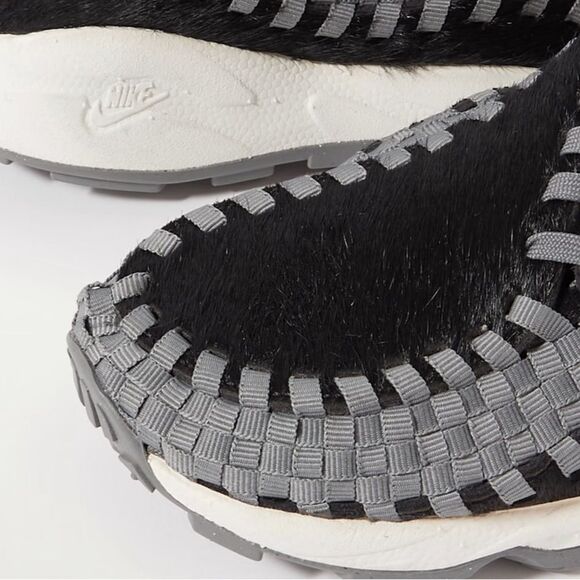 Nike Air Footscape Woven Grey Grosgrain Trimmed and Black Calf Hair Sneakers New - Picture 9 of 12